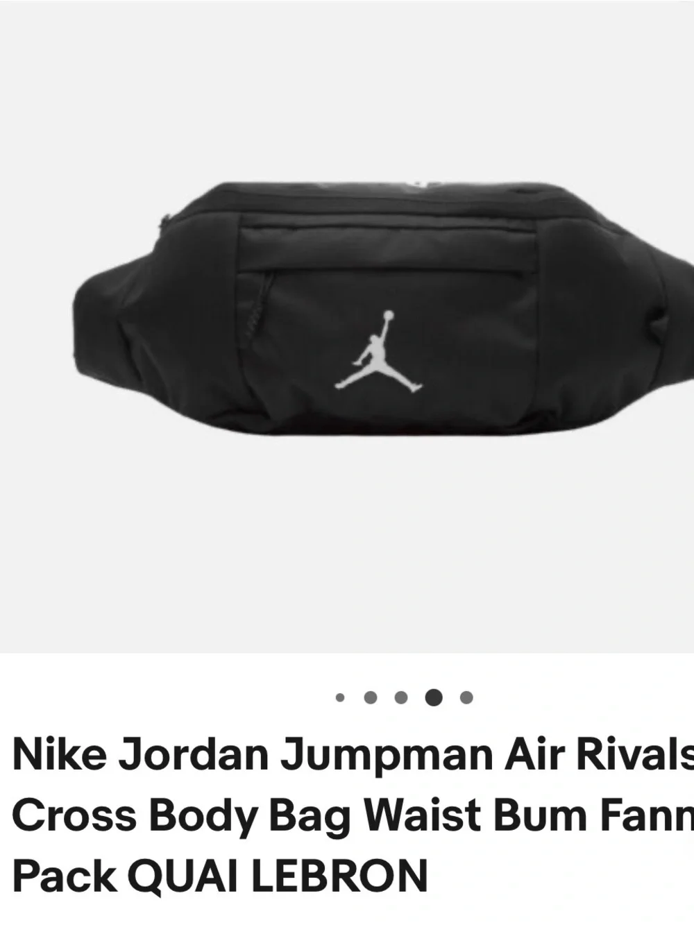 Nike Jordan Black Waist/Crossbody Bag with White Jumpman Quai  LeBron